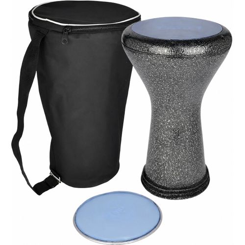Aluminum Drum Egyptian Tabla Oriental Darbuka Goblet Drum Percussion 6 Pins with 22-cm Plastic Drumhead + Carry Case & Spare Head for Beginners Amateurs