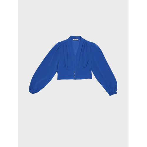 بلوزة نسائية بكولار فضفاض ومرصعة بالترتر