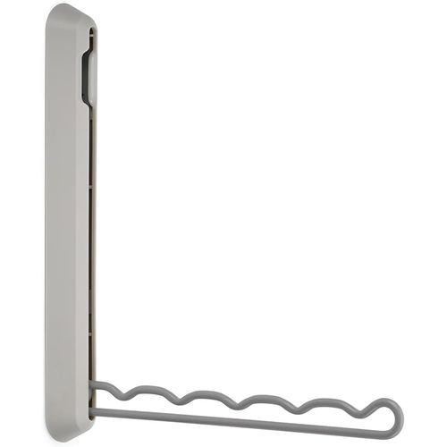 Wall Mounted Foldable Clothes Drying Rack Space Saving Heavy Duty Gray Metal Hanger Holder Supports Up to 5 Clothes Hangers Ideal for Balconies Laundry Rooms Bathrooms Apartments and Small Living Spaces