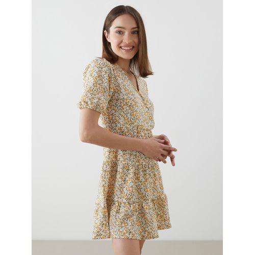 Double Breasted Floral Layered Mini Dress