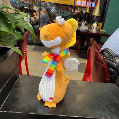 Talking & Dancing Dinosaur Plush Toy USB Rechargeable - Interactive Repeating Squawking Educational Musical Toy with LED Lights for Kids & Toddlers