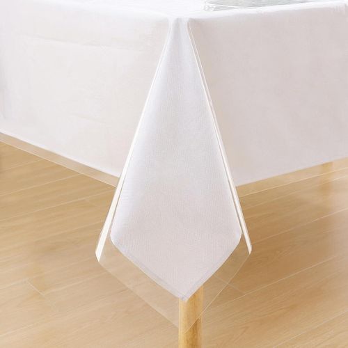 Rectangle Clear Table Cloth 60x84 Inch, Waterproof Wipeable Vinyl Tablecloths Protector, Oil Spill Proof Transparent Plastic Table Cover for Dining, Picnic, Camping, Outdoor (153 * 305cm)