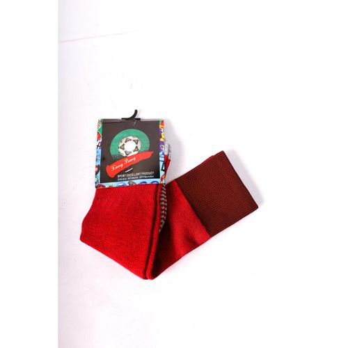 striped sport cotton football socks for men - red