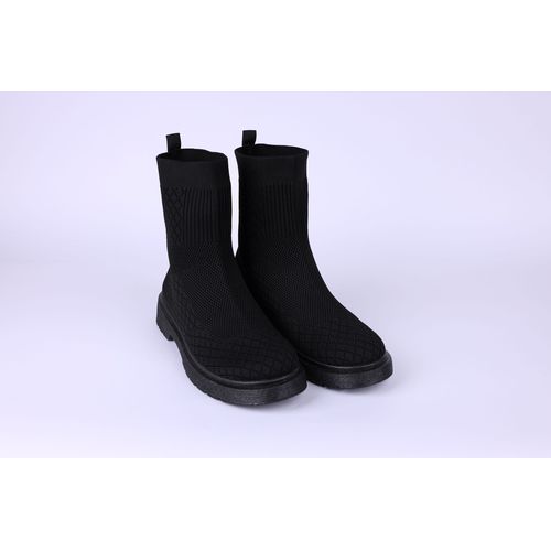 Flat - Leather - Women Ankle Boot - Black