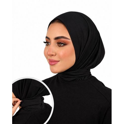 Kuwaiti cotton hijab featuring adjustable ties and rust-resistant metal snap fasteners.