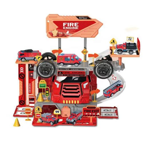 Heavy Truck Firefighting Alloy Car Assembly Track Toy Set – 46 Pcs
