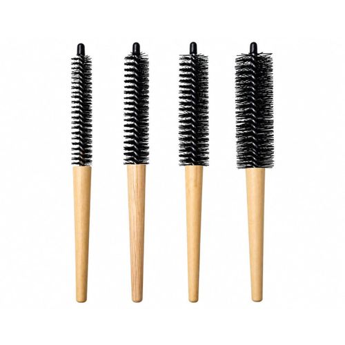 Set of Round Wooden-Handled Hair Styling Blow-Dry Brushes – 4 Assorted Sizes