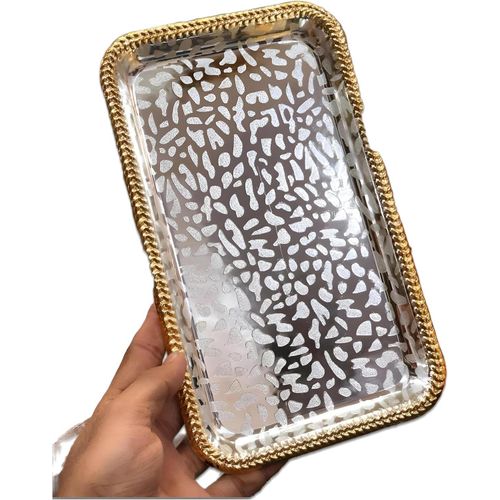 Rectangular Serving Tray 31cm Rust and Fade Resistant Perfect for Serving Appetizers or Desserts Provides a Combination of Style and Durability for Any Eating Event