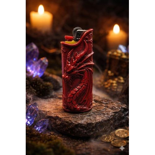Dragon-design lighter case –red- power and luxury in your hand
