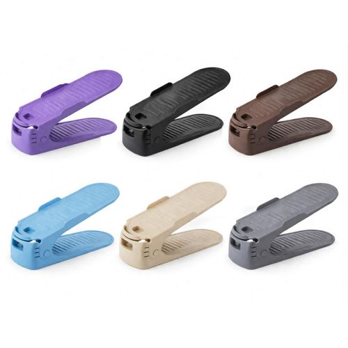 منظم أحذية مكون من 6 قطع رف أحذية مزدوج الطبقات قابل للتعديل بأربعة مستويات حامل تخزين موفر للمساحة متعدد الألوان عبوة من 6 قطع