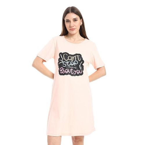 Light Salmon Printed Comfy Sleep Shirt