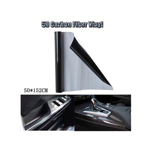 Fibre 5D Car Sticker Black Film Gloss Vinyl Car Diy Adhesive Film Decor Size 152 X 50 Cm