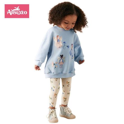 1-7Y Flowers Print Girls Clothing Sets Kids Suits 2Pcs Sweatshirts + Leggings Baby Kids Outfits