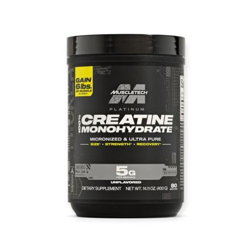 Platinum Creatine Monohydrate 400g Unflavored 80 Servings - Advanced Pure Creatine, Muscle Strength & Size Support Matrix - Non-GMO & Gluten-Free