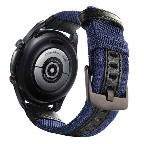 Nylon Sports Bands with Leather 22MM Strap For Samsung galaxy watch 3 45mm /galaxy 46mm/Gear S3/Huawei GT3 46MM/GT2E/GT 46mm/GT2 Pro/GT2 46MM/ Magic Watch2 46mm/Amazfit GTR 2/3/4 - Blue