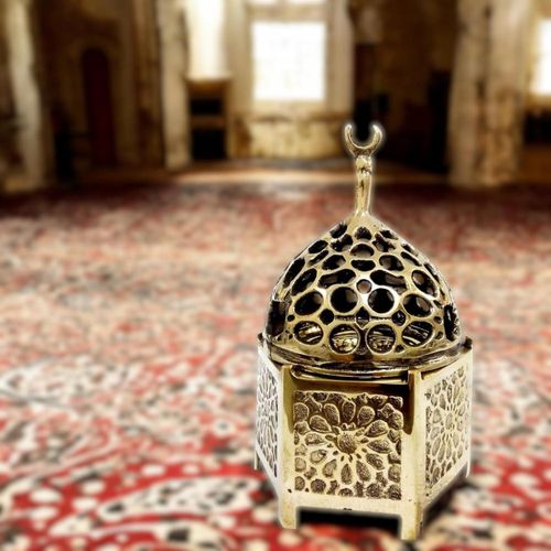 B217 Incense Burner Brass Arabic Subb With Decorative Cover And Copper Inner Plate