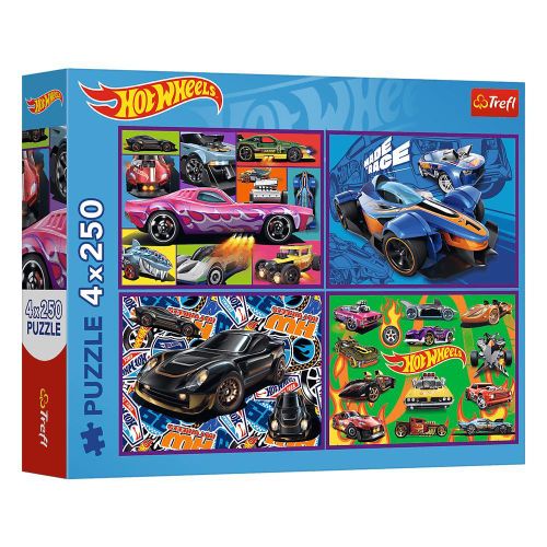 Hot Wheels Racing Cars 4-in-1 Puzzle Set 4 x 250 Pieces (1000 Total) - 13312