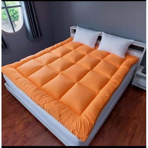Soft and plush mattress with hotel-quality features - Size (200x200) - Height 7cm - Comfortable and practical (Orange)