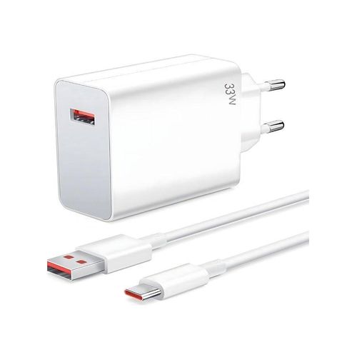 33W Fast Wall Charger with USB-A Port & Type-C Cable – Fast Charging Support – Compatible with Xiaomi & Android Devices
