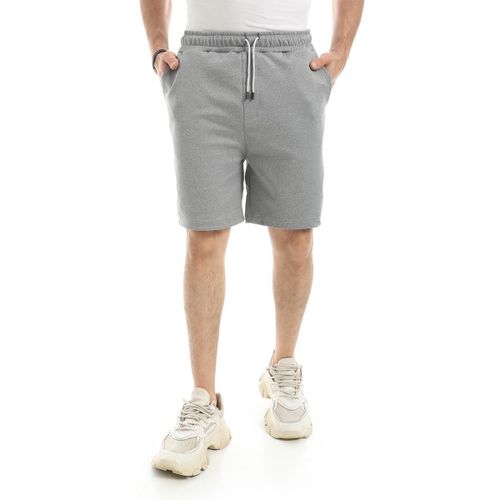 Coin Grey Elastic Waist with Drawstring Heather Shorts