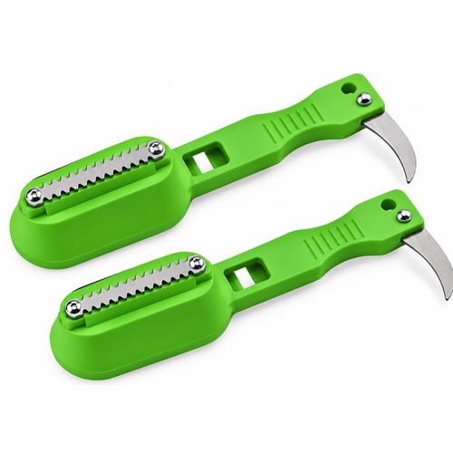 2 Pcs Fish Scaler with Cutting Knife, Manual Fish Scale Remover and Cleaning Tool