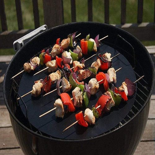 Reusable Non-Stick Teflon Grill Mats – Versatile for Grilling, Baking, Electric Grill or Oven – Perfect Solution for Healthy and Clean Grilling (Black, 3pec)