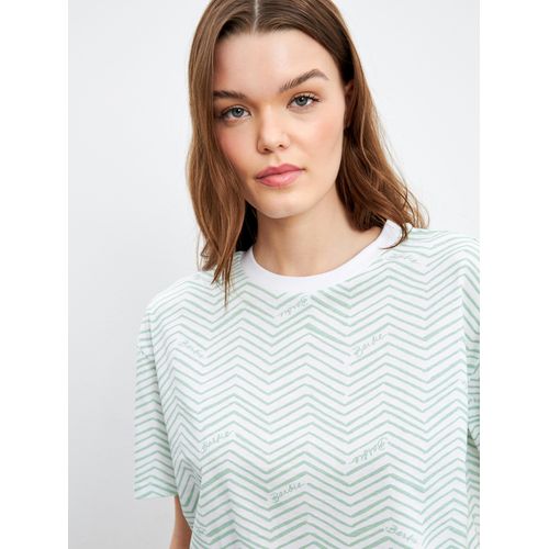 Crew Neck Barbie Printed Short Sleeve Oversize Women's Crop Top