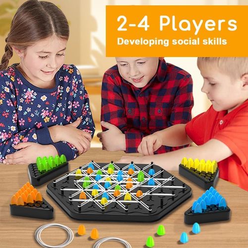 Chain Triangle Chess Game – Triggle Rubber Band Strategy Board Game, Family Territory Capture, 2 to 4 Players, Ages 3