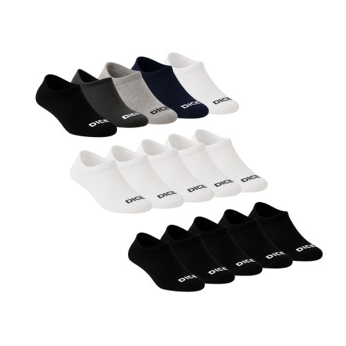 Dice Pack of 15 White, Black & Mixed Colors Cotton Socket Socks for Men