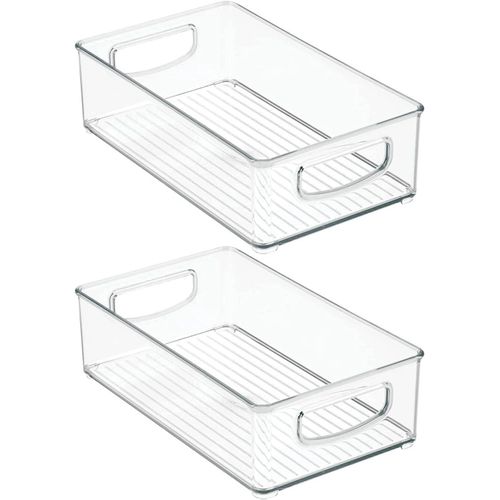 Stackable Acrylic Fridge Organizer Sturdy Pantry And Refrigerator Storage Containers Bins With Handles * Large * Pack of 02 * For Bathroom, Kitchen Cabinet, Pantry, Home Organization