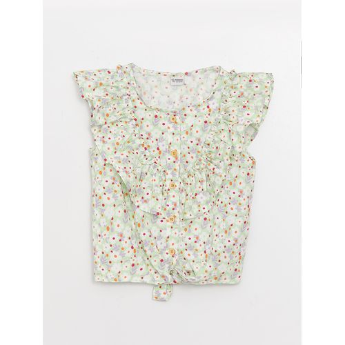 Crew Neck Patterned Girl's Blouse