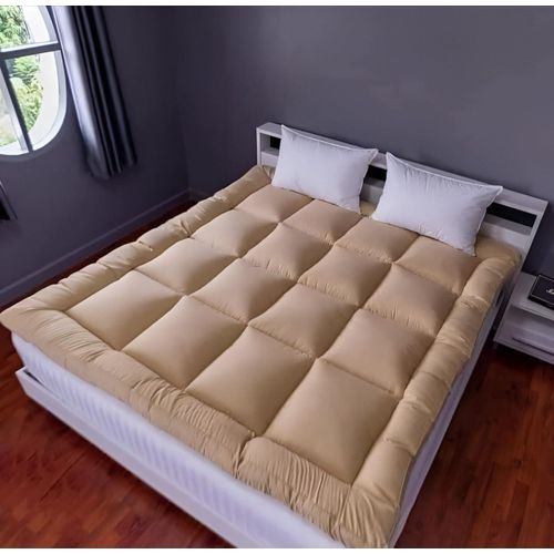 Soft and plush mattress with hotel specifications - Size (200x200) - Height 7cm - Comfortable and practical (beige)