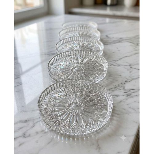 6 piece serving, transparent color – Elegant dessert and snack bowl set – erving containers for nuts, ice cream Bowl Set, Clear, Gold-plated ribbed design compote set - perfect for puddings, fruits, nuts, 6-piece set