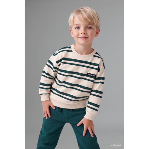 Baby Boy 2-Piece Striped Crew Neck Sweatshirt and Sweatpants Set
