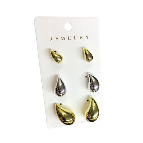 Metal Teardrop Earrings Gold and Silver Set of 3 Different Sizes Small Medium and Large Multiple Choices to Match Your Different Looks and Special Occasions