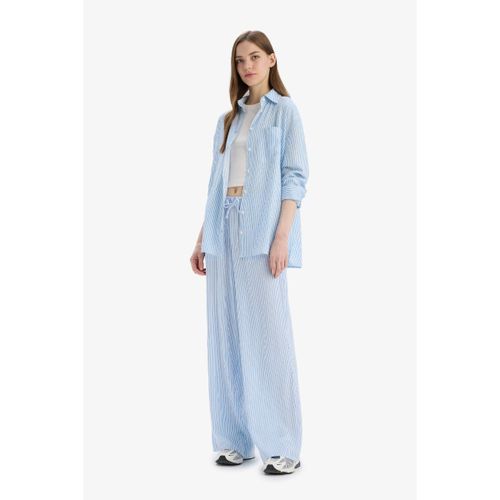 Woman Wide Leg Trousers - Blue