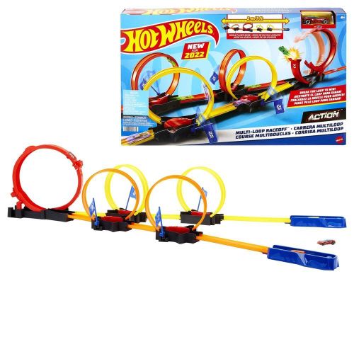 Mattel - Hot Wheels Action Multi-Loop Raceoff Playset & 1/64 Car - HDR83