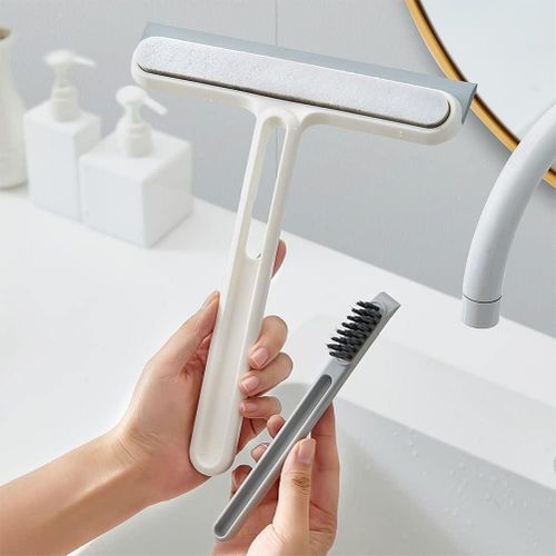 Window & Door Glass Cleaner Squeegee, Shower Doors, Bathroom Mirrors, Car Windows with 3 in 1 Multifunctional Cleaning Spray - Perfect Household Cleaning Tool