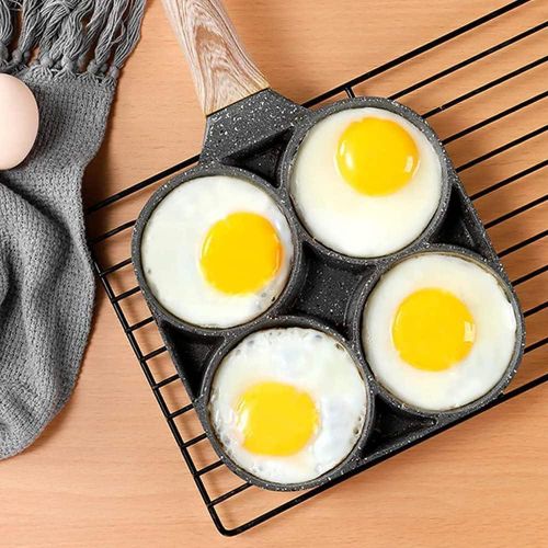 4-Cup Non-Stick Granite sectioned Omelet & mini Pancake Maker with Wooden Handle – Gas & Induction Compatible