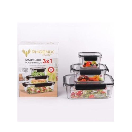 Acrylic Food Storage Container Set 3 Different Sizes Airtight