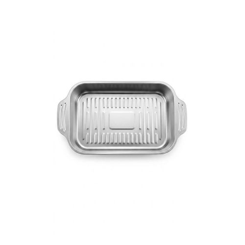 1-Piece Deep Stainless Steel Baking Pan with Ribbed Base
