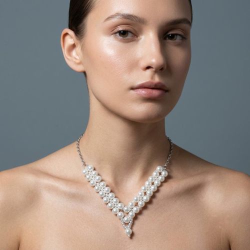 V-Shaped Pearl Choker - Women's Pearl Necklace