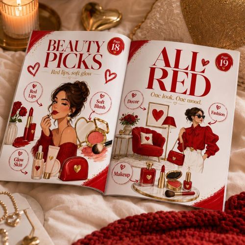 Red Color Decorative Magazine for Decoration and Fashion Design for Coffee Table Decoration Photo Props, Real Themes Decorative Book Vibrant Colors 20 Pages 30 * 20cm