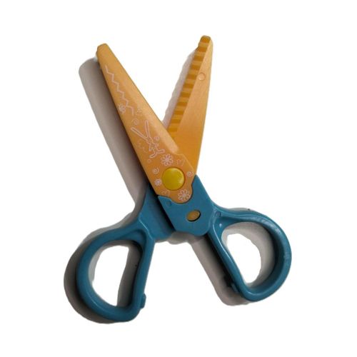 Kids Plastic Zig-Zag Safety Scissors – Decorative Edging Craft Shears for Toddlers- yellow & blue
