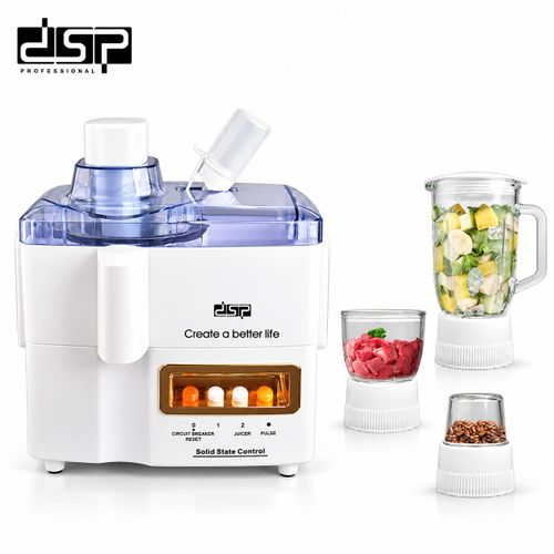 4-in-1 400W Food Processor, Juicer, Blender, Chopper and Grinder with 3 Glass Jars, 2 Settings, Pulse and Overheat Protection – White