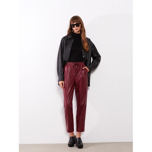 Elastic Waist Faux Leather Women's Trousers