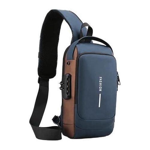 Anti-theft casual crossbody bag, multi-pocket chest bag, shoulder bag with password lock, waterproof travel bag for men and women.