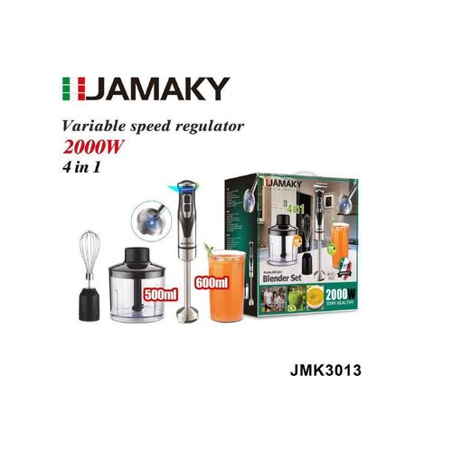 هاند بلندر خلاط يدوي قوة 3000 وات متعدد الاستخدامات بسرعات متعددة من فولاذ مقاوم للصدأ جاماكي - jmk 3013