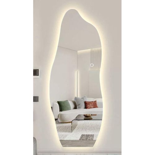 Decorative Mirrors Wavy Free Design - Size 60*150 cm - Elegant Three-Color LED Mirror - A Modern Touch with Enchanting Lighting and Touch Control