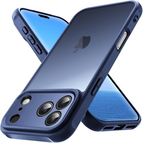 for iPhone 17 Pro Max Case, Thin Anti-Scratch PC Matte Translucent Back & Flexible TPU Shockproof Protection 17ProMax ProMax Phone Cover case for Apple iPhone 17 Pro Max (Blue)